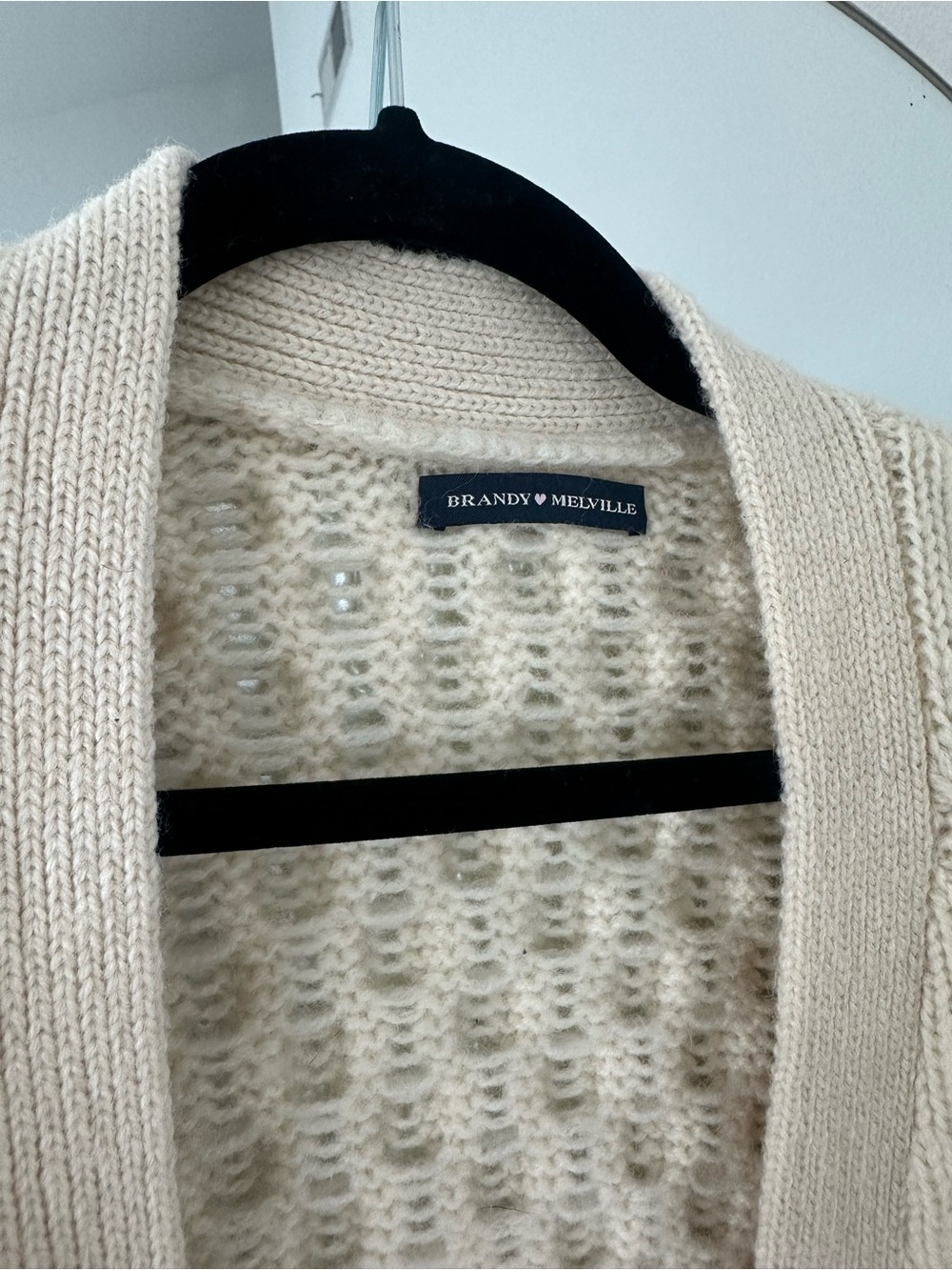 Brandy Melville Cream Cable Knit Button-Up Cardigan - Picture 2 of 3